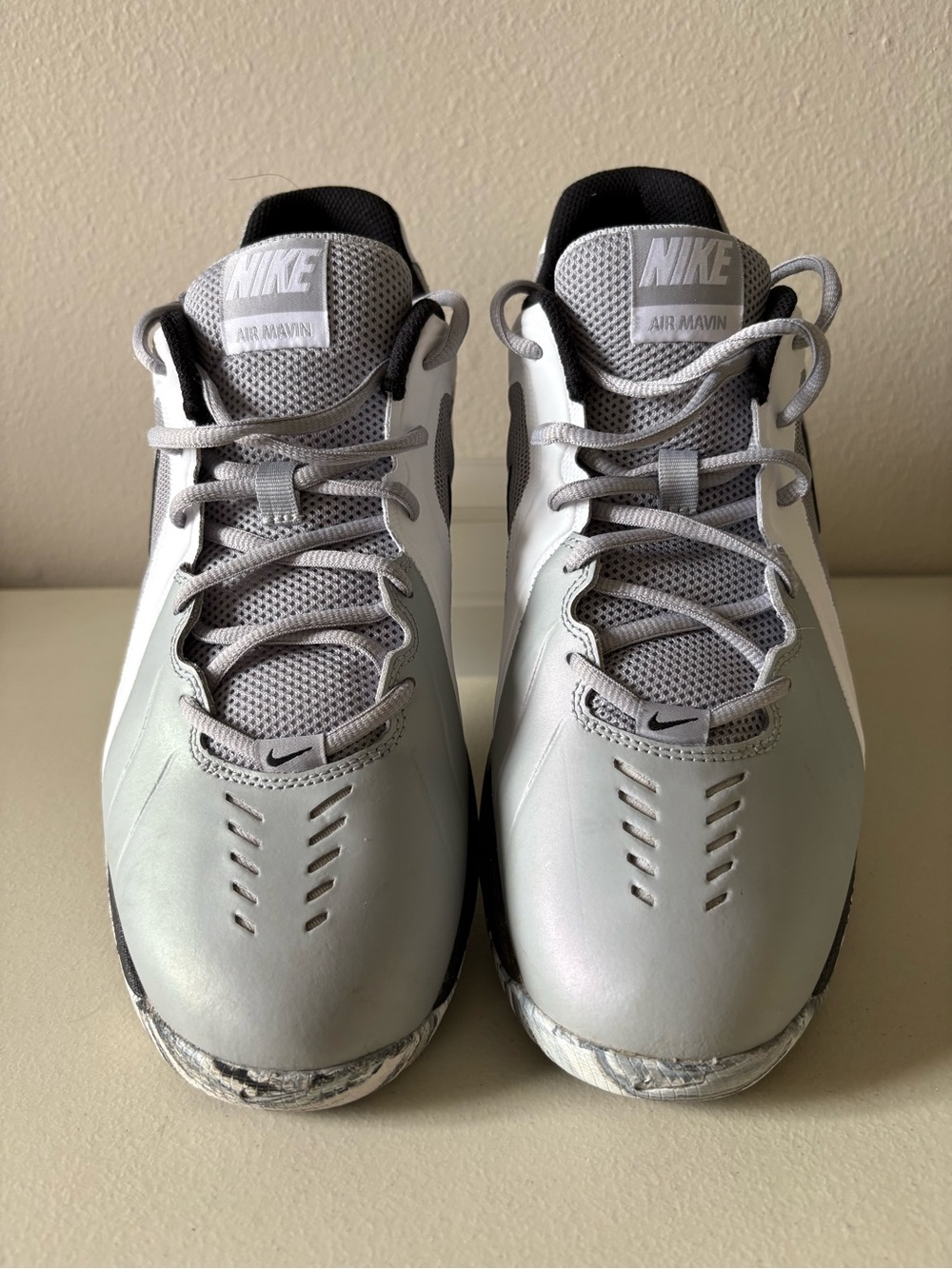 Nike Grey and White Air Marvin Low-Top Athletic Sneakers